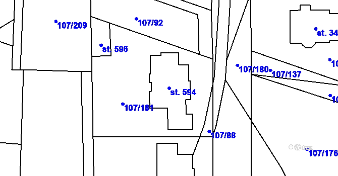 Parcela st. 594 v KÚ Srch, Katastrální mapa