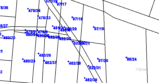Parcela st. 97/21 v KÚ Srch, Katastrální mapa