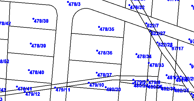 Parcela st. 478/36 v KÚ Srch, Katastrální mapa