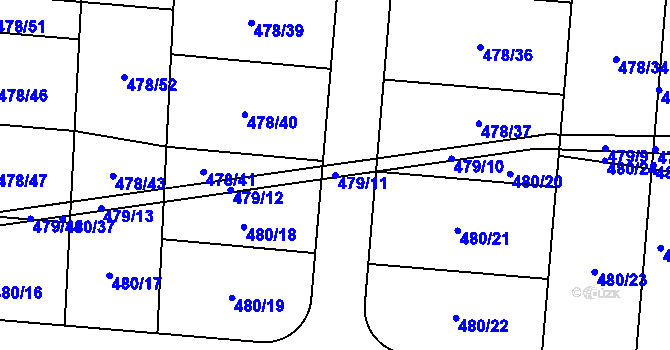 Parcela st. 479/11 v KÚ Srch, Katastrální mapa
