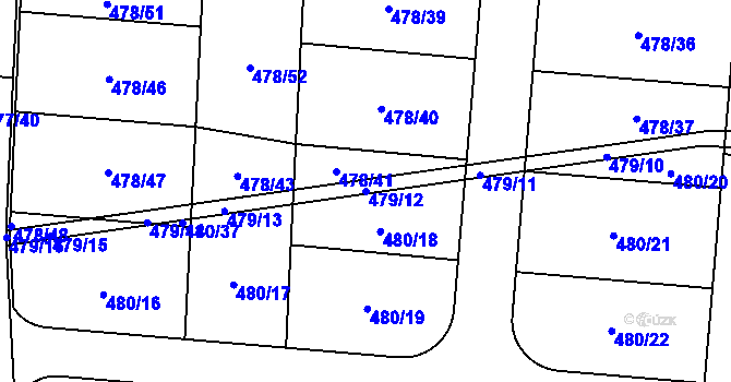 Parcela st. 479/12 v KÚ Srch, Katastrální mapa