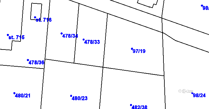 Parcela st. 481/4 v KÚ Srch, Katastrální mapa