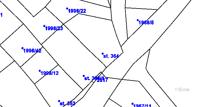 Parcela st. 364 v KÚ Srní I, Katastrální mapa