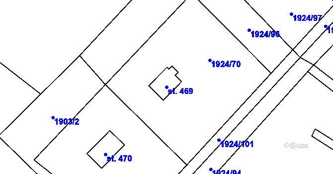 Parcela st. 469 v KÚ Srní I, Katastrální mapa