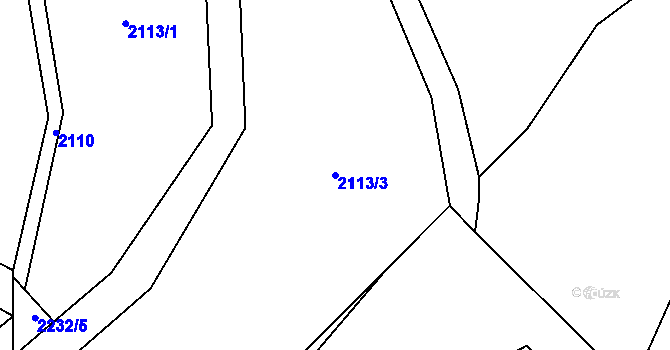 Parcela st. 2113/3 v KÚ Srní I, Katastrální mapa