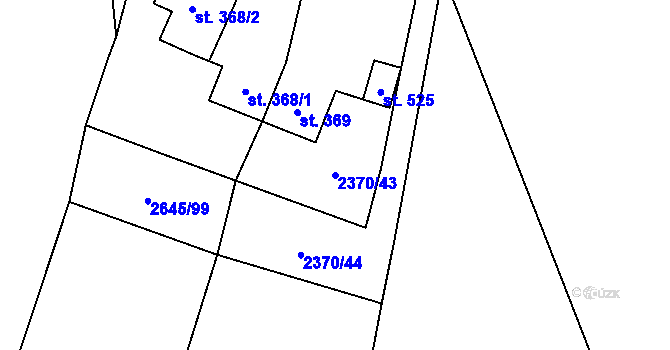 Parcela st. 2370/43 v KÚ Srní I, Katastrální mapa