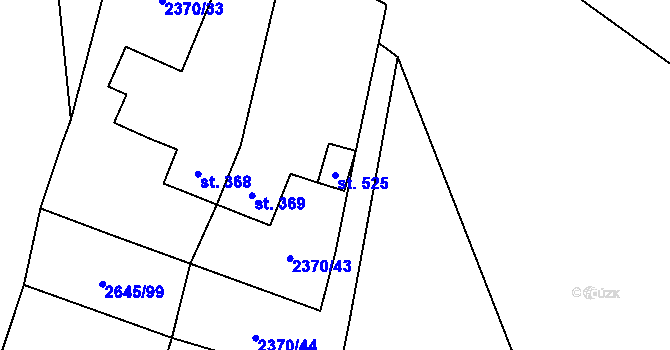 Parcela st. 525 v KÚ Srní I, Katastrální mapa