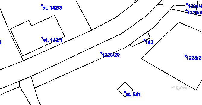 Parcela st. 1228/20 v KÚ Srní I, Katastrální mapa