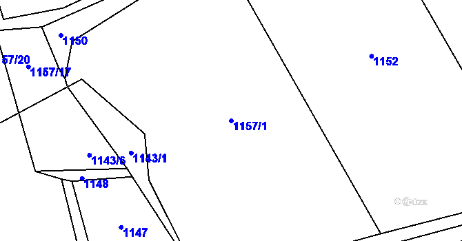 Parcela st. 1157/1 v KÚ Srní I, Katastrální mapa