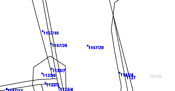 Parcela st. 1157/29 v KÚ Srní I, Katastrální mapa