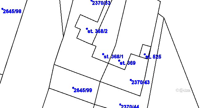 Parcela st. 368/1 v KÚ Srní I, Katastrální mapa
