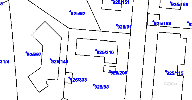 Parcela st. 925/210 v KÚ Srubec, Katastrální mapa