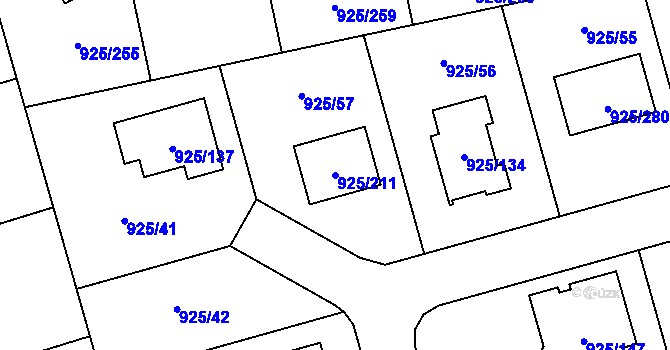 Parcela st. 925/211 v KÚ Srubec, Katastrální mapa