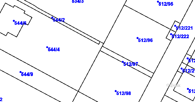 Parcela st. 544/7 v KÚ Srubec, Katastrální mapa