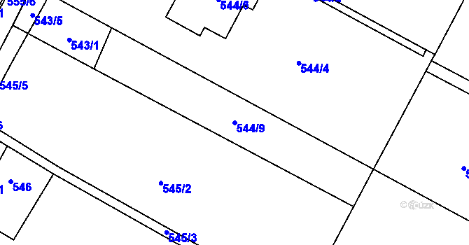 Parcela st. 544/9 v KÚ Srubec, Katastrální mapa