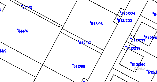Parcela st. 512/97 v KÚ Srubec, Katastrální mapa
