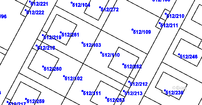 Parcela st. 512/110 v KÚ Srubec, Katastrální mapa