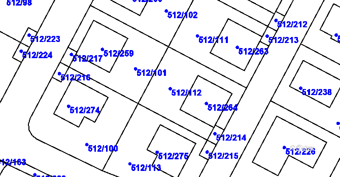 Parcela st. 512/112 v KÚ Srubec, Katastrální mapa