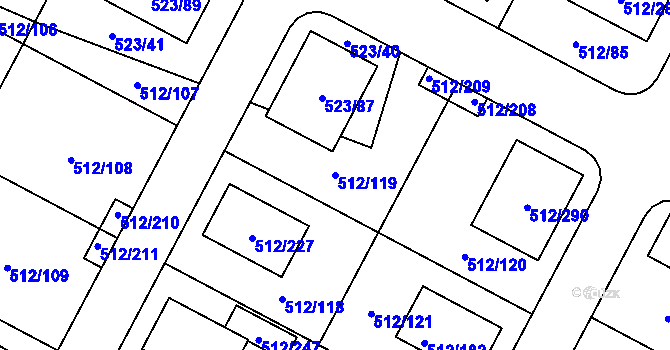 Parcela st. 512/119 v KÚ Srubec, Katastrální mapa