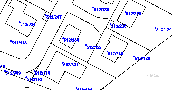Parcela st. 512/127 v KÚ Srubec, Katastrální mapa