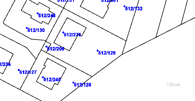 Parcela st. 512/129 v KÚ Srubec, Katastrální mapa