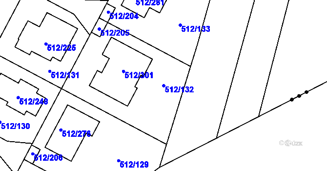 Parcela st. 512/132 v KÚ Srubec, Katastrální mapa