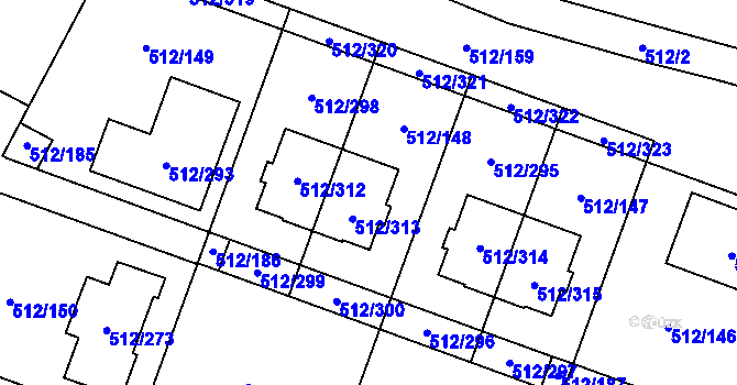 Parcela st. 512/148 v KÚ Srubec, Katastrální mapa