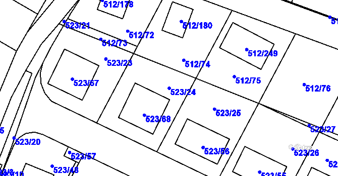 Parcela st. 523/24 v KÚ Srubec, Katastrální mapa