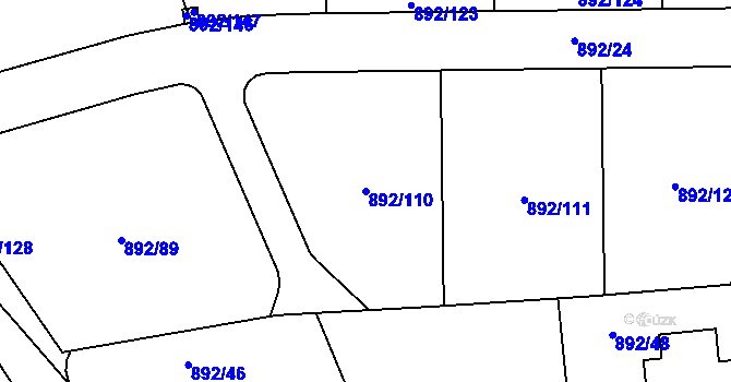 Parcela st. 892/110 v KÚ Srubec, Katastrální mapa