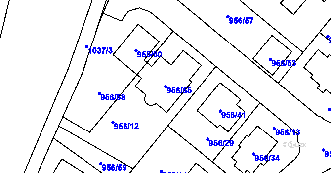 Parcela st. 956/55 v KÚ Srubec, Katastrální mapa