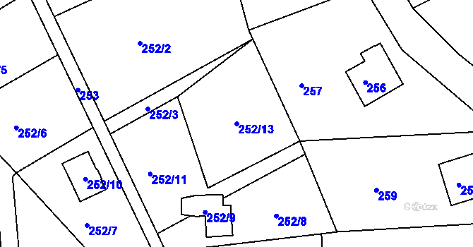 Parcela st. 252/13 v KÚ Srubec, Katastrální mapa