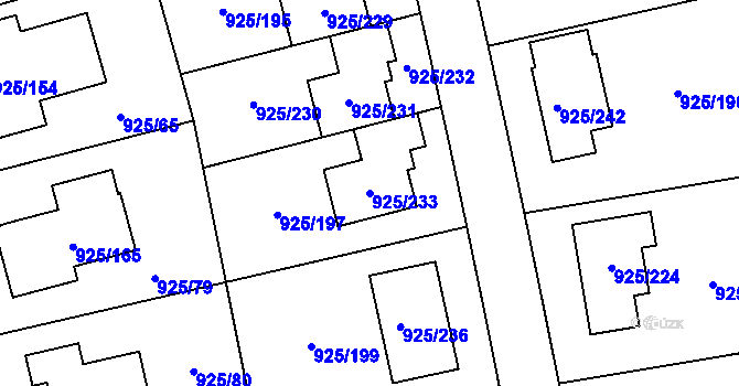 Parcela st. 925/233 v KÚ Srubec, Katastrální mapa
