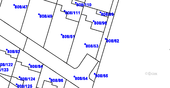 Parcela st. 808/53 v KÚ Srubec, Katastrální mapa