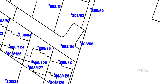 Parcela st. 808/65 v KÚ Srubec, Katastrální mapa