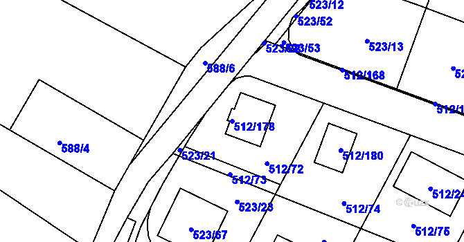 Parcela st. 512/178 v KÚ Srubec, Katastrální mapa