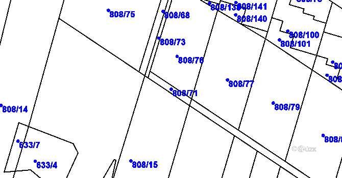 Parcela st. 808/71 v KÚ Srubec, Katastrální mapa