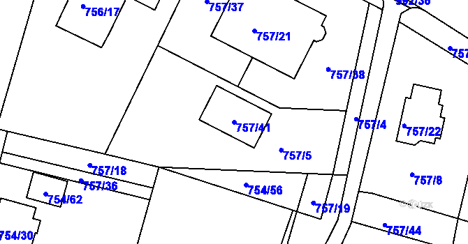 Parcela st. 757/41 v KÚ Srubec, Katastrální mapa