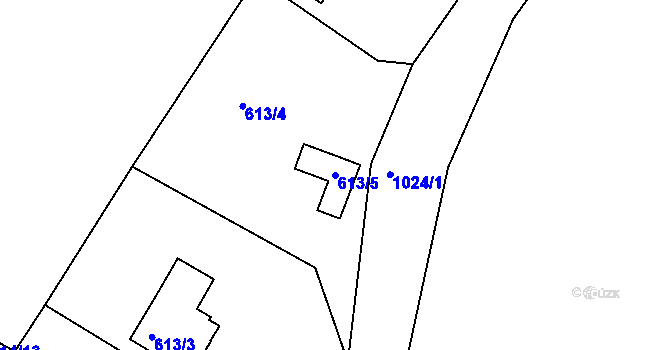 Parcela st. 613/5 v KÚ Srubec, Katastrální mapa