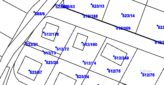 Parcela st. 512/180 v KÚ Srubec, Katastrální mapa