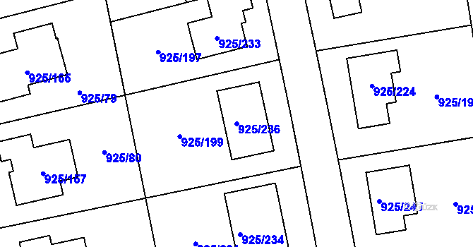 Parcela st. 925/236 v KÚ Srubec, Katastrální mapa