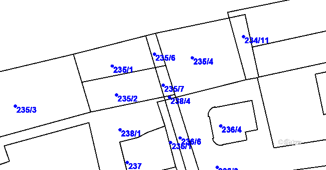 Parcela st. 235/7 v KÚ Srubec, Katastrální mapa