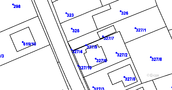 Parcela st. 327/9 v KÚ Srubec, Katastrální mapa