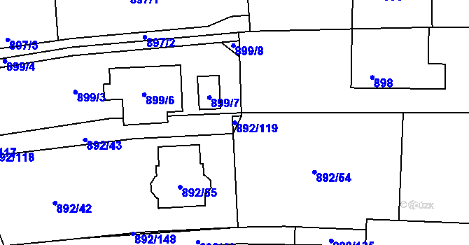 Parcela st. 892/119 v KÚ Srubec, Katastrální mapa