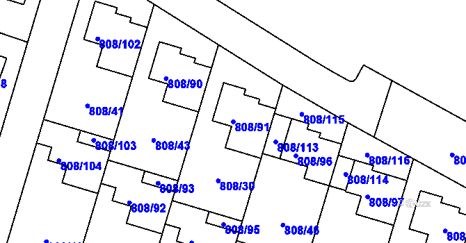 Parcela st. 808/91 v KÚ Srubec, Katastrální mapa