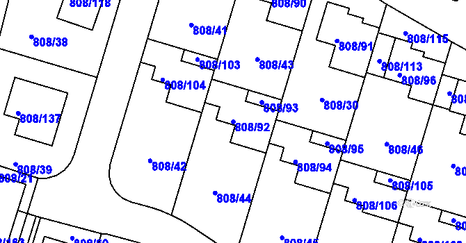 Parcela st. 808/92 v KÚ Srubec, Katastrální mapa