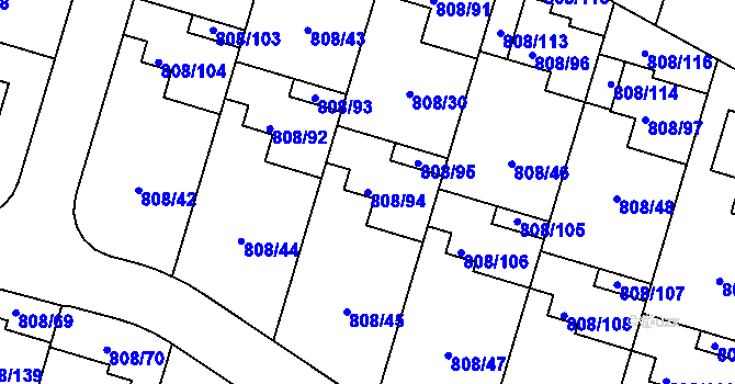 Parcela st. 808/94 v KÚ Srubec, Katastrální mapa