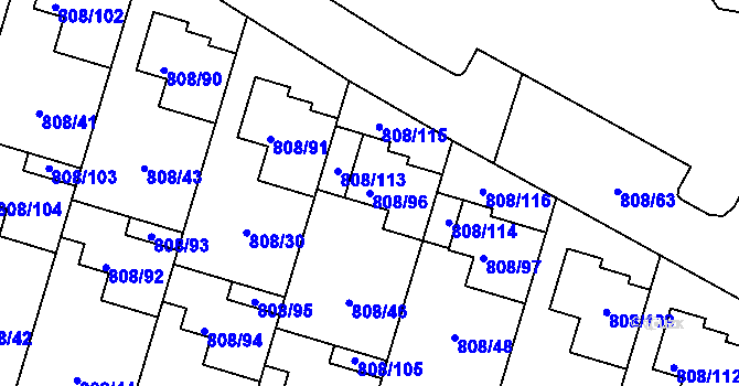 Parcela st. 808/96 v KÚ Srubec, Katastrální mapa