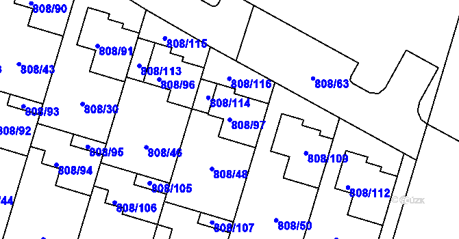 Parcela st. 808/97 v KÚ Srubec, Katastrální mapa