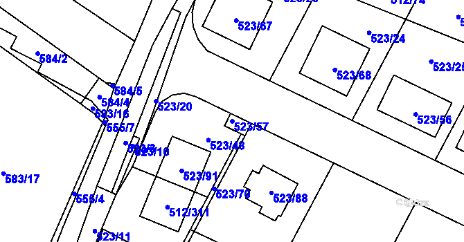 Parcela st. 523/57 v KÚ Srubec, Katastrální mapa