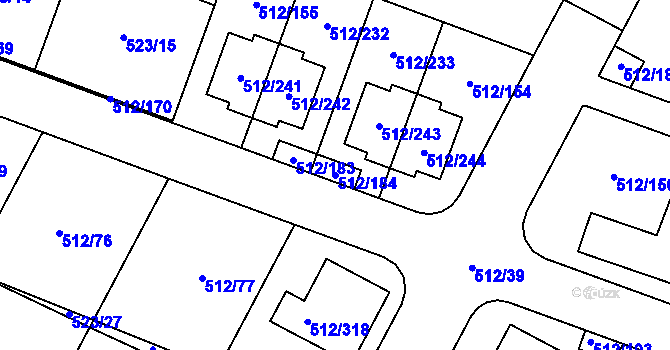 Parcela st. 512/184 v KÚ Srubec, Katastrální mapa